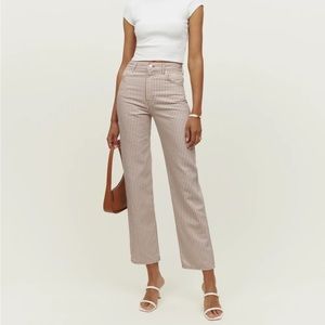 Reformation Cowboy Striped High Rise Straight Jeans Size 26